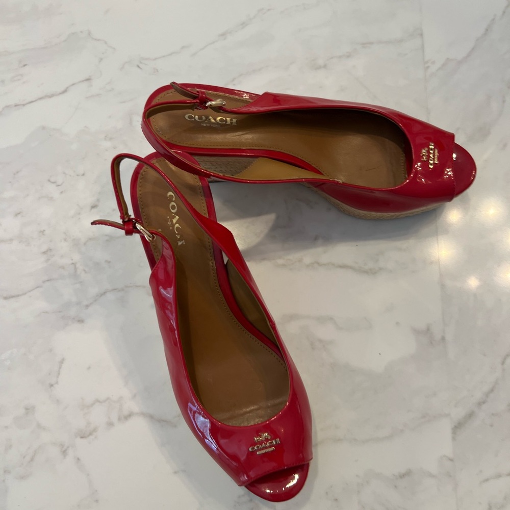 Coach Women's Red Peep Toe Slingback Shoes